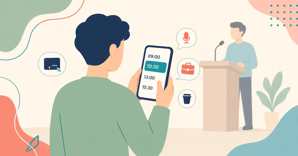 eventIQ event app showing an attendee's personal schedule on a phone